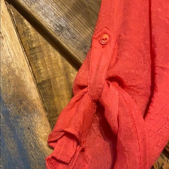 Watermelon color-lightweight tie blouse for beach - Picture 3 of 5